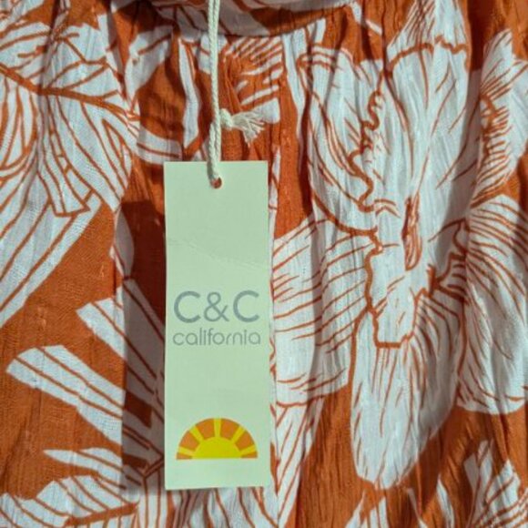 C & C California Palazzio pant XL orange tropical print - Picture 8 of 8